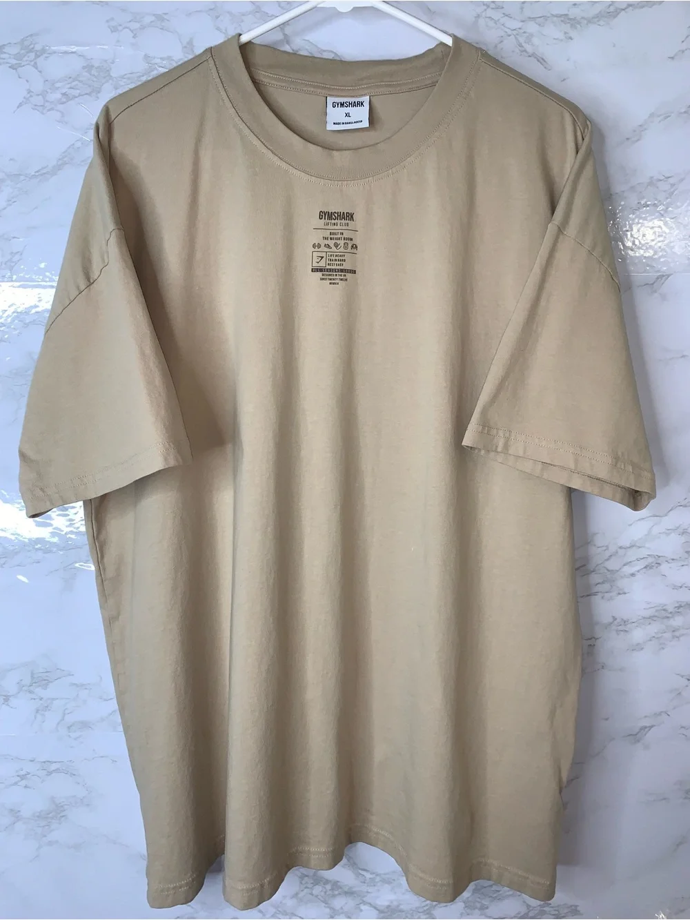 GYMSHARK Women’s XL Minimal Oversized T-Shirt Lifting Club Tan - Picture 8 of 14